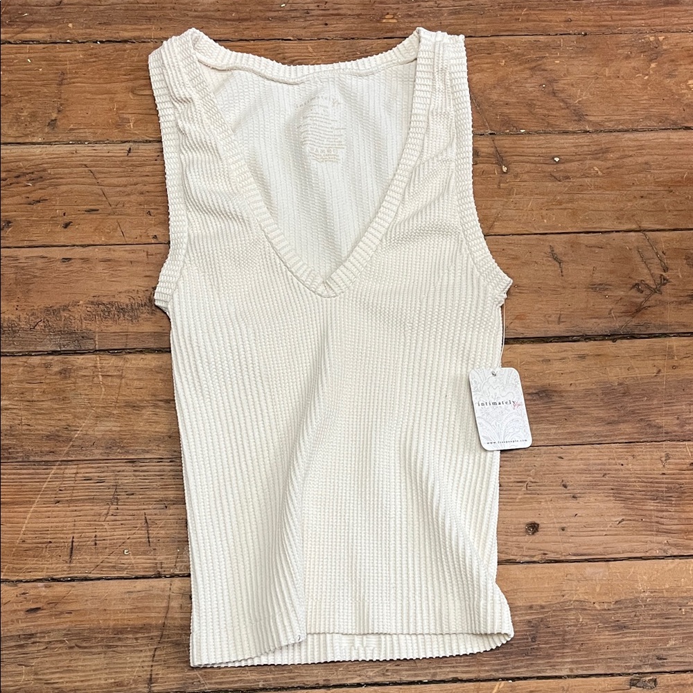 Free People Ivory Ribbed Tank Top